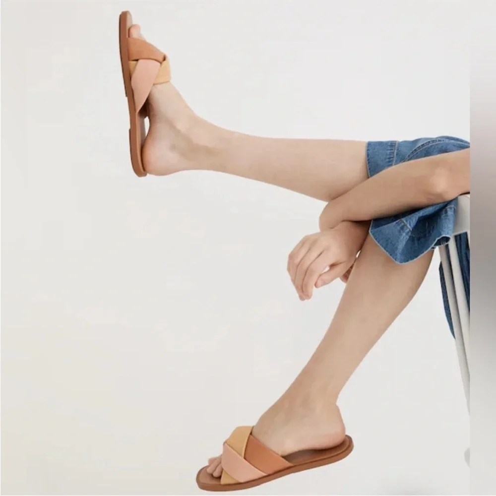 Madewell Jayna braided slide sandal washed Mauve size 11 new without box